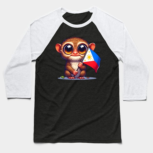 Tarsier with Philippine flag Baseball T-Shirt by FromBerlinGift